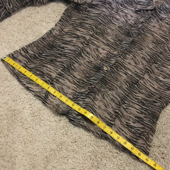 Made in Canada Sheer Animal Print Canadian Made Button Down Dress Shirt - Picture 14 of 16